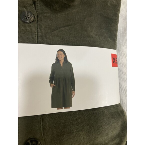 Nine West Jean Dress Womens XS Green 100% Cotton Pockets Soft Denim Knee Length - Picture 3 of 11